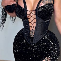 Black Sequence Corset Birthday Set