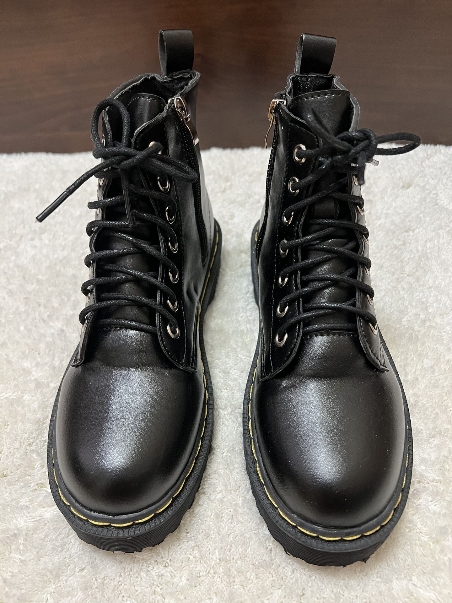 Women Zip Side Lace-up Front Combat Boots