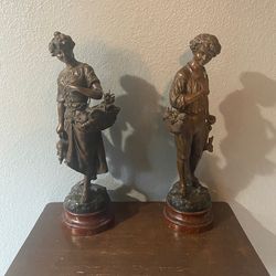Vintage French brass statues