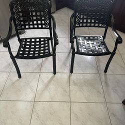 NEW Magic Union Set of 2 Cast Aluminum Patio Dining Chairs, All-Weather Stackable Outdoor