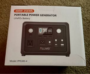 ALLWEI Portable Power Station 300W, 256Wh Solar Generator LiFePO4 Battery