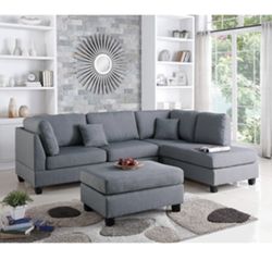 Gorgeous Gray Colored 3 Piece Sectional Set