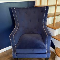 Blue Accent Chair With Studs