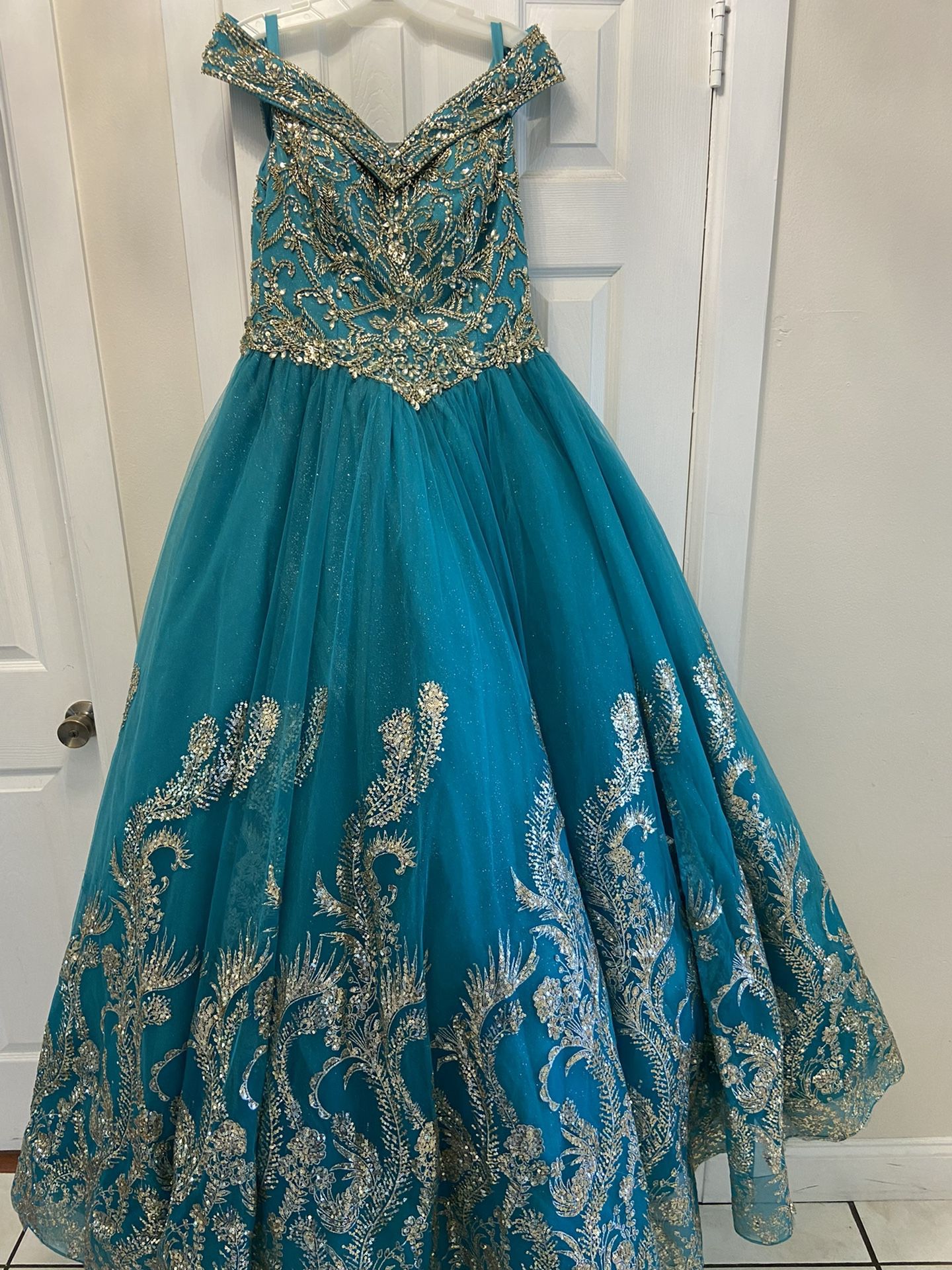 Jade Colored Ball Gown/quinceanera Dress 