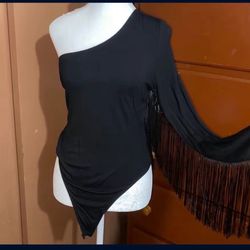 Black Bodysuit With Fringe 