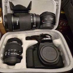 Canon ESO Rebel T7 Digital SLR Camera Bundle 3 Lenses & Tripod