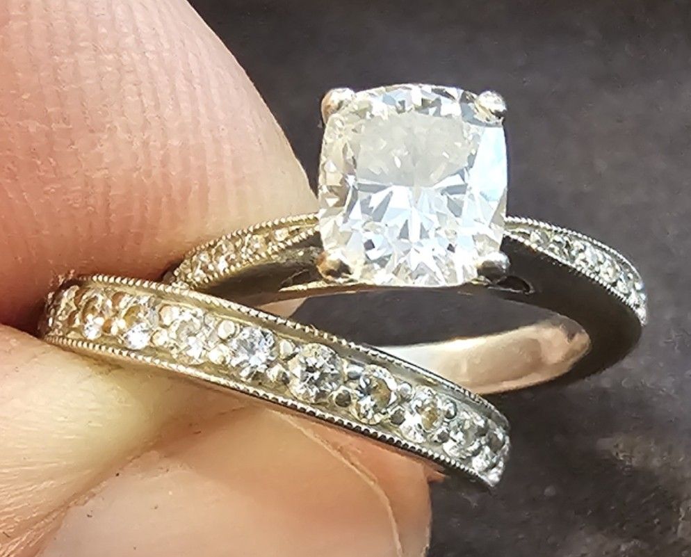 Diamond 18k 1.16 Cts S1 H Wedding Ring Set
