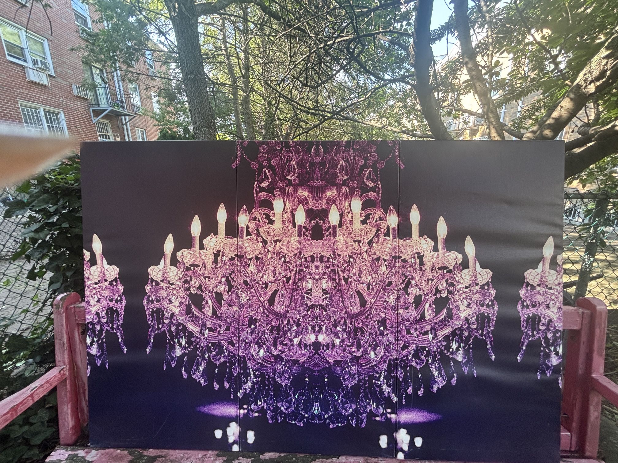 ICanvas 3 Pc Large Wall Art Painting Purple Mystic Chandelier