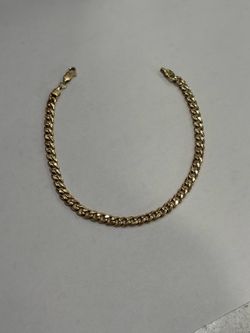 14K YELLOW GOLD CURB BRACELET, 8”