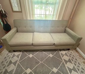 Mid-Century Modern Tufted Sofa - Neutral Grey