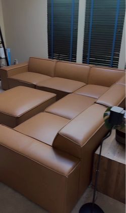 6-Piece Vegan Leather Sectional Sofa