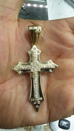 14k Gold Cross 24.6 grams 2ct diamonds