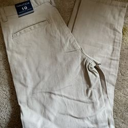 New NWT Nautica Boys Khaki Uniform Pants Size 10