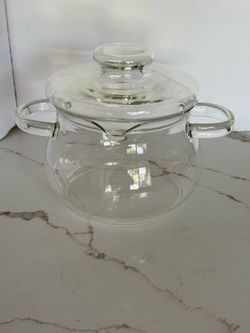 2L Glass Simmer Pot With Lid, Glass Cookware Glass Pot, Microwave, Stove and Dishwashe