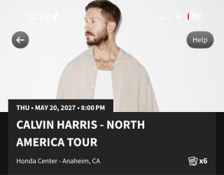 Calvin Harris North America Tour Tickets x4