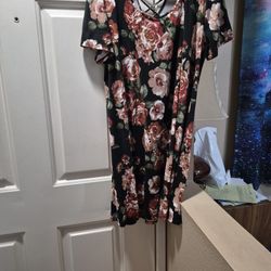 Black Dress With Brown Flowers