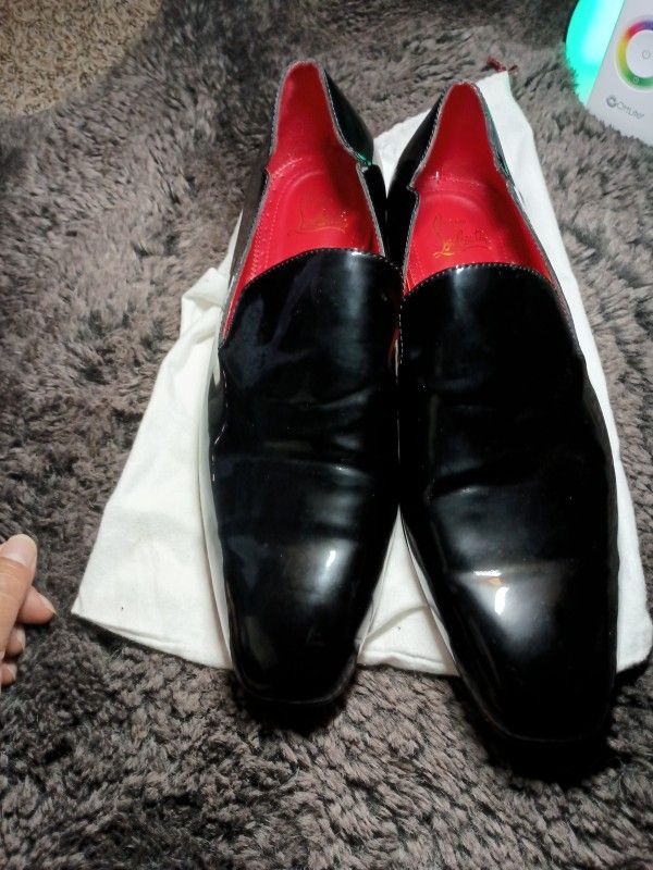 Christian Louboutin Black and Red Loafers Slip-Ons Size Us 13