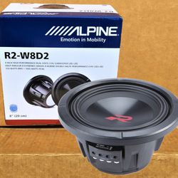 🚨 No Credit Needed 🚨 Alpine R2-W8D2 Bass Speaker 8" Dual Voice Coil Subwoofer 1000 Watts 🚨 Payment Options Available 🚨 