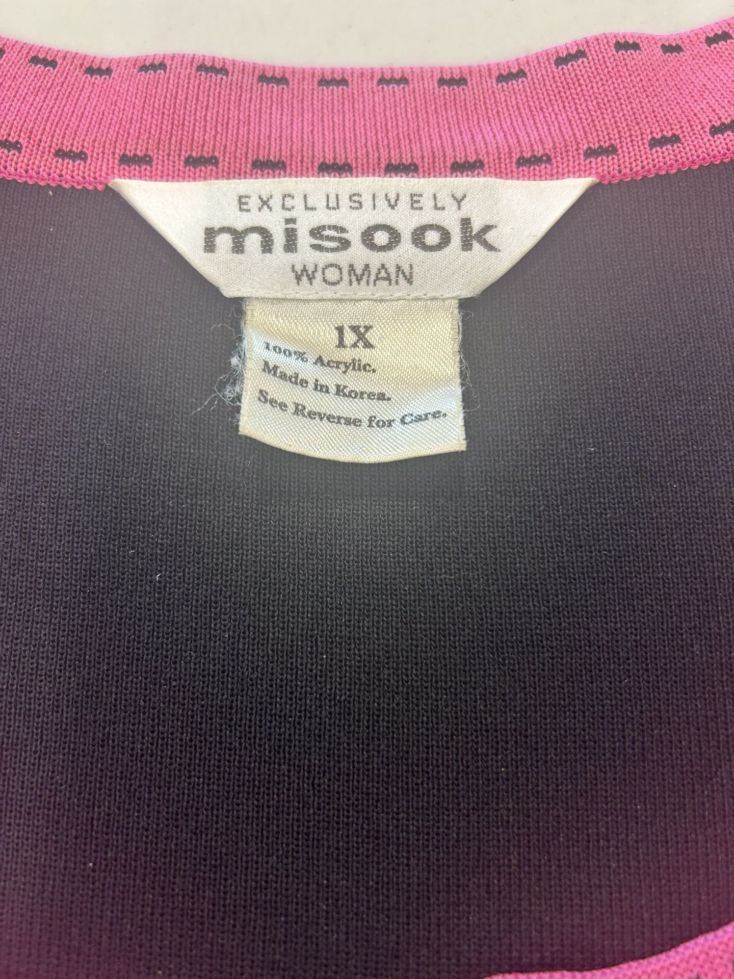 Misook Pink And Black Cardigan