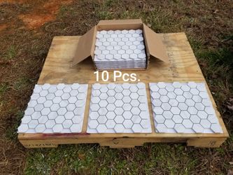 New! 12 X 12 Polished Hexagon Mosaic w/ Mesh Backing For Easy Installation 