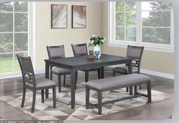 6-Pcs Dining Set Table + 4 Chairs + Bench