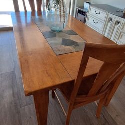 Dining Room Table, 2 Chairs And 2 Benches