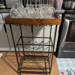 Wine rack and glasses