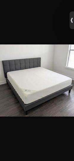 King Size Upholstered Platform Bed Frame with Mattress , King Size and Queen Size,