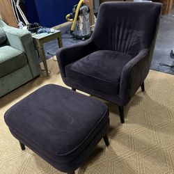 Room & Board Quinn Chair + Ottoman — Purple Velvet
