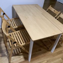 IKEA PINNTORP Dining Table & 6 IKEA TERJE Folding Chairs Set