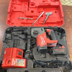 Milwaukee 1” SDS Plus Rotary Hammer With Battery And Charger  