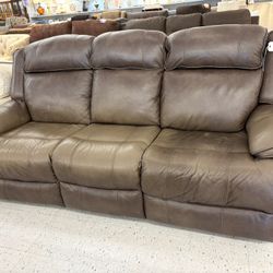 Brown Double Leather Reclining Couch 