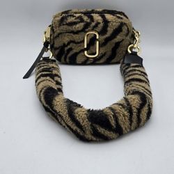Marc Jacobs Snapshot Crossbody Bag in Faux Fur Tiger Print 