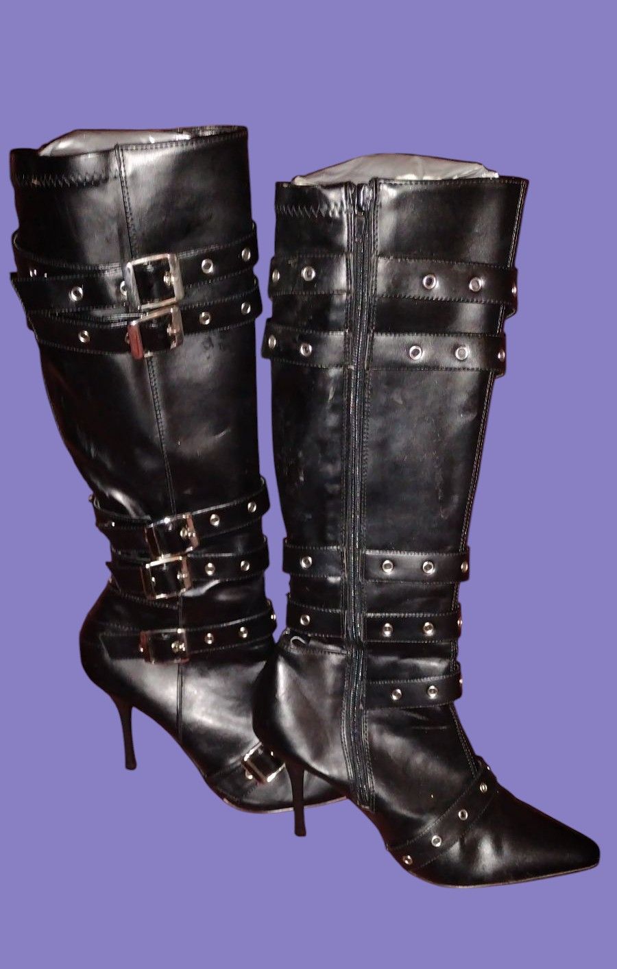 Knee High Black Leather Boots