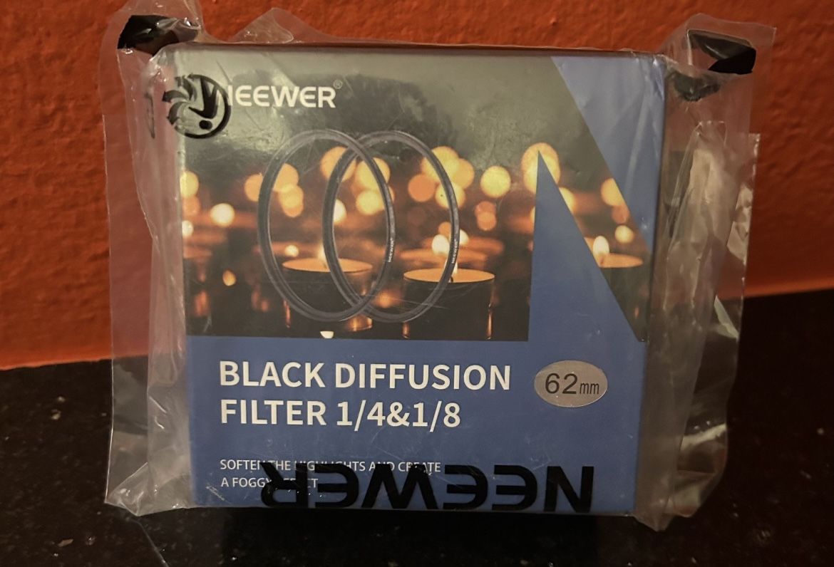 New Neewer Black Diffusion Filter 1/4 & 1/8 62 mm