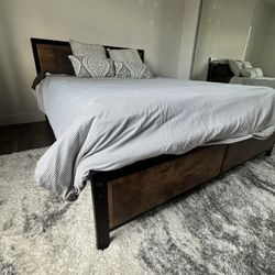 Queen Bed + Mattress + Area Rug – Full Bedroom Set ($200)