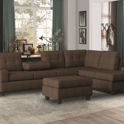 Amazing Sofa Chaise Sectional With Bonus Storage Ottoman Now On Sale Just $698!! Get This Deal & So Much More & Alex Furniture & Mattress!!! 