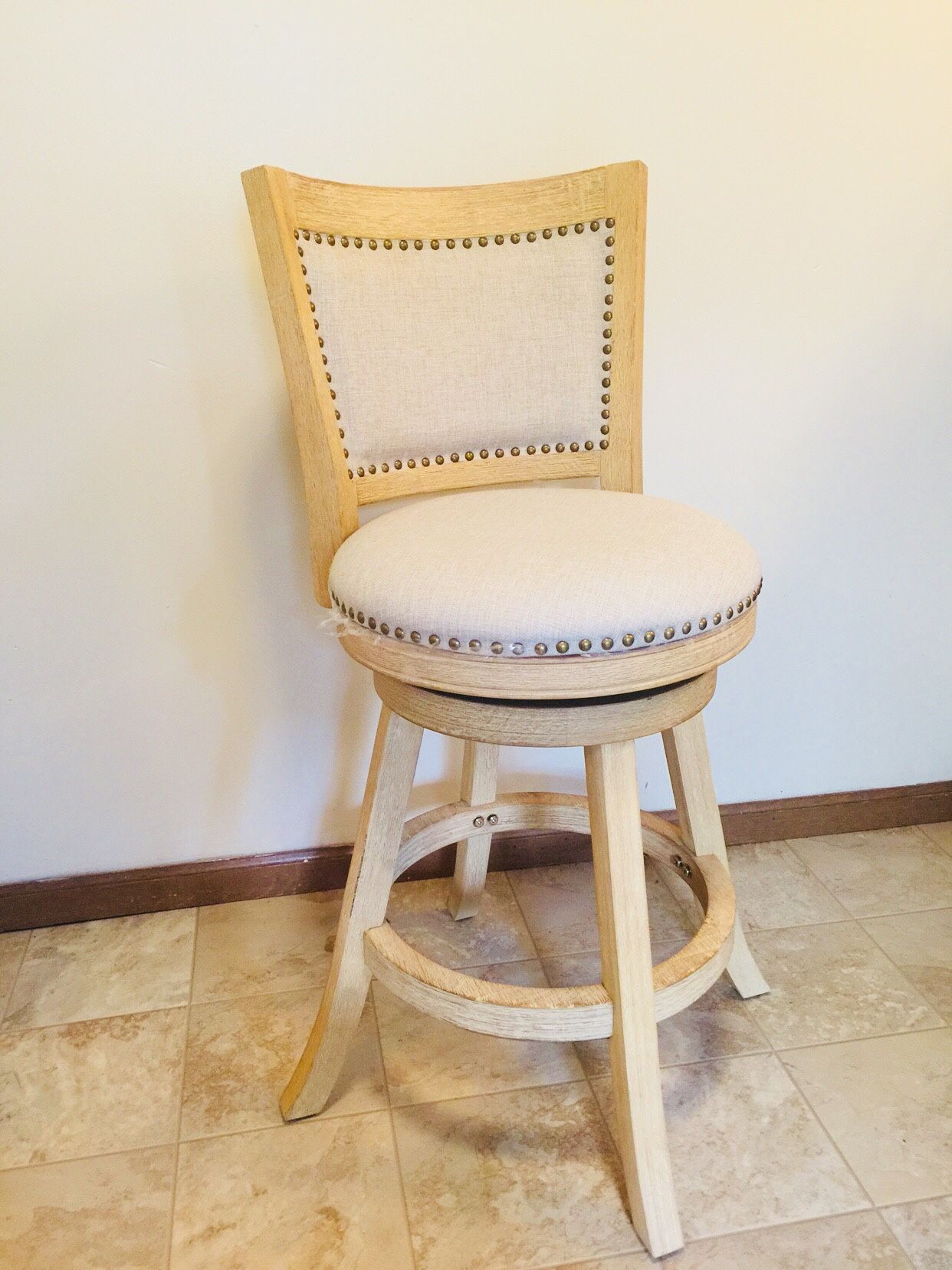 New Barstool Swivel Solid Wood Tufted Buttons.