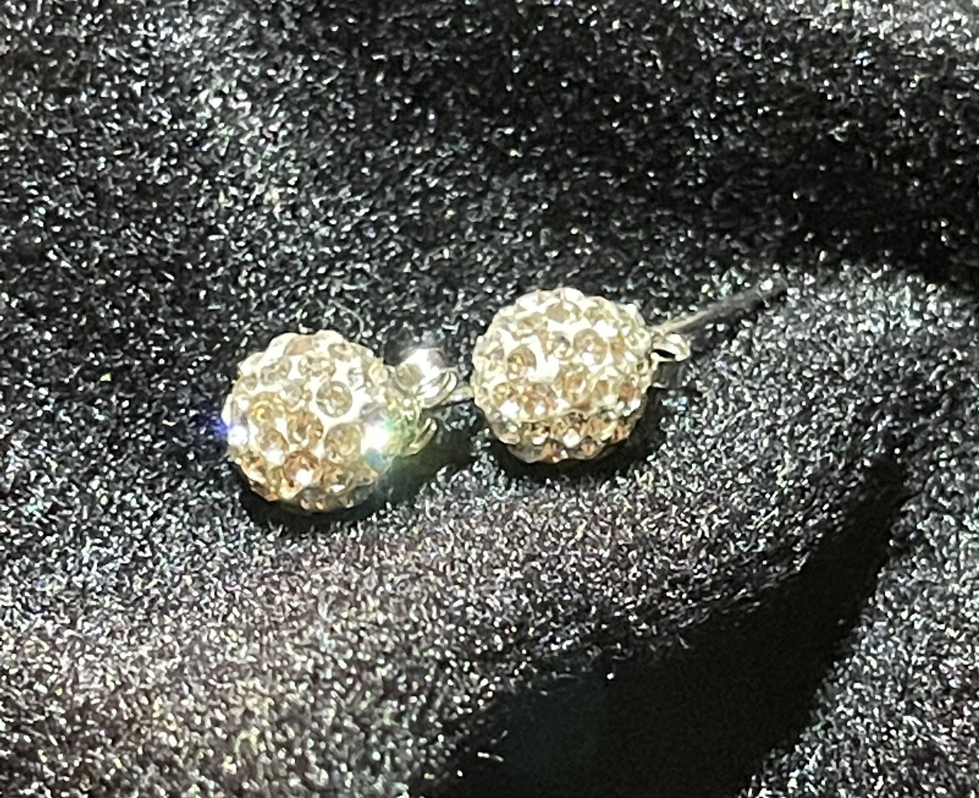 Sterling Silver Disco Ball CZ Diamond Earrings