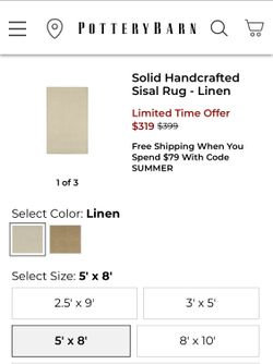 Pottery barn outdoor linen weaves sisal 5x8 rug