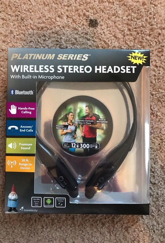 Brand New Travelocity Platinum Series Wireless Stereo Headset w/Bluetooth