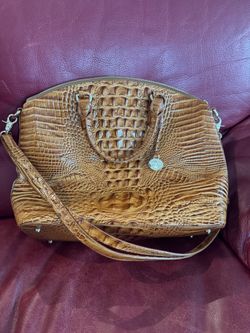 Brahmin Croc-Embossed Brown Satchel 11x16