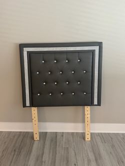 Twin XL college dorm headboard with silver crystal border