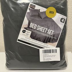 (4) - Piece -Queen - Gray  Sheet Set - (New) (2) - Sheets (2) - Pillowcases 