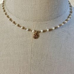 Gold plated  pearl  choker necklace