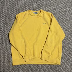 Nike Yellow Y2K Casual Crewneck Sweater Pullover Sweatshirt 