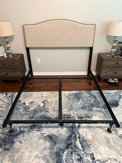 Upholstered Headboard with Metal Bed Frame