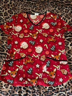 Rudolph Scrub Top Size Medium