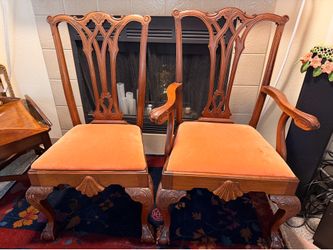 Philadelphia Centennial Chippendale Carved Style Mahogany Dining Chairs - Set of 6