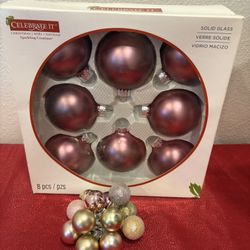 Purple Plum & Pink Christmas Tree Ornament Lot - Holiday Home Decor - Simi valley